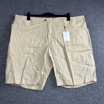 Emidio Tucci Linen Shorts Mens 44 US (IT 60), Beige Lightweight Flat Front Chino