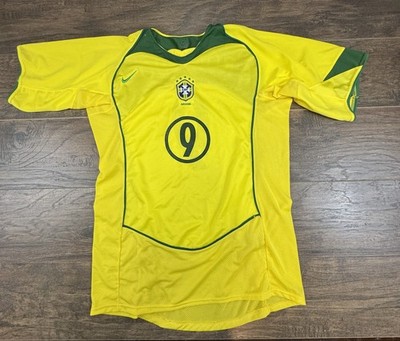 Vintage Nike Brazil National Team Jersey Mens Large Yellow Ronaldo