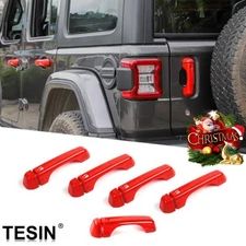 Red 4 Doors & Tailgate Handle Shell Cover Decor Set For 18+Jeep Wrangler JL JLU