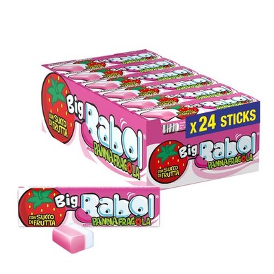 Perfetti Big Babol Panna Fragola Con Succo Di Frutta Sahne-Erdbeer-Kaugummi 24St