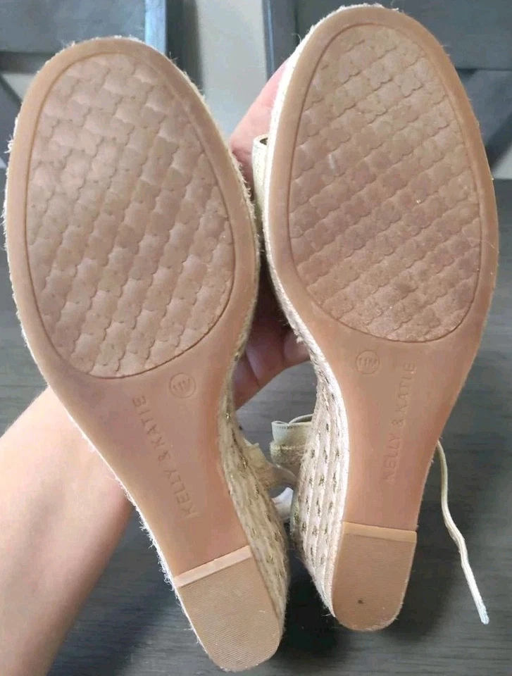 Kelly & Katie Gwennan Alpargata Plataforma Rayas Yute Beige Cuñas Sandalias 11M Foto 3 de 4