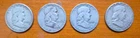 4 Franklin Half Dollars 1951, 1952, 1953 D, 1954