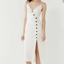Urban Outfitters Button-Down Linen blend Midi Dress white Sz Small