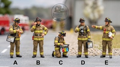 Firefighter Miniature Figures Managing Hazmat Entry Control 1:87 & 1:64 Scale