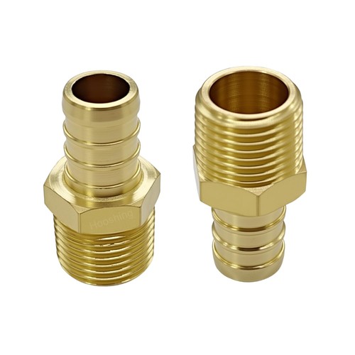 2 PCS 1/2 Inch PEX To 3/8 Inch NPT Male Connector Brass Crimp Fitting Plumbing