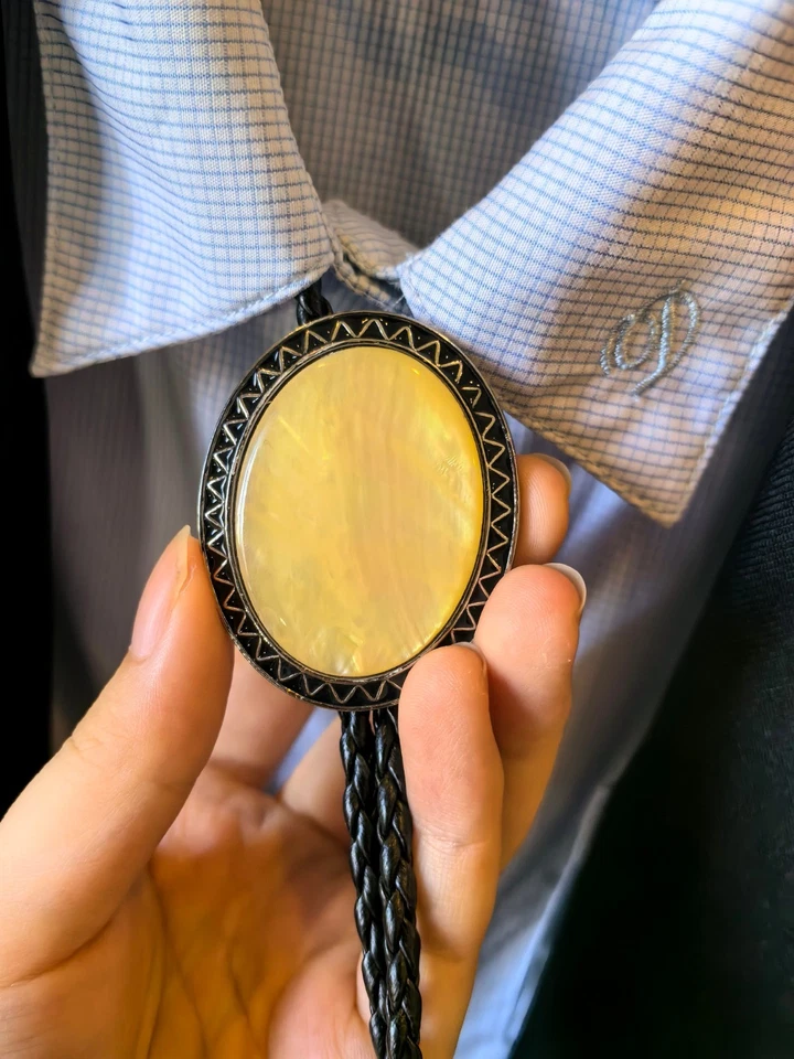 Madreperla Para Hombres Bola Vintage Bolo Corbata Boda Collar Vaquero Occidental Regalo Foto 2 de 4