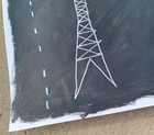 Original 14 by 17-inch Abstract Mixed Media Painting Duo of Electrical Towers — photo 5