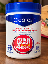 Clearasil Rapid Rescue Salicylic Acid Deep Treatment Acne Pads, 90 ct, 2 4-Hour