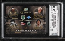 2011 Exquisite Collection Gold Spectrum 3/3 LeBron James Larry Bird Auto HOF 1b0