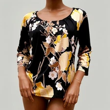 Max Mara Studio Black Floral Top Size M/10 Designer RRP £150