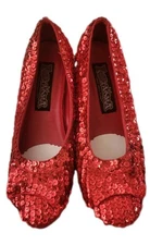 Halloween costume Funtasma ruby red sequin slipper womens 6  Dorothy shoes