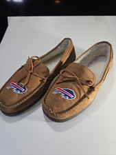 FOCO Buffalo Bills Moccasin Slippers Faux Fur Lined Brown