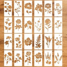 24pcs Wildflower Stencils for Painting, Reusable Crafts Stencils with Flower L