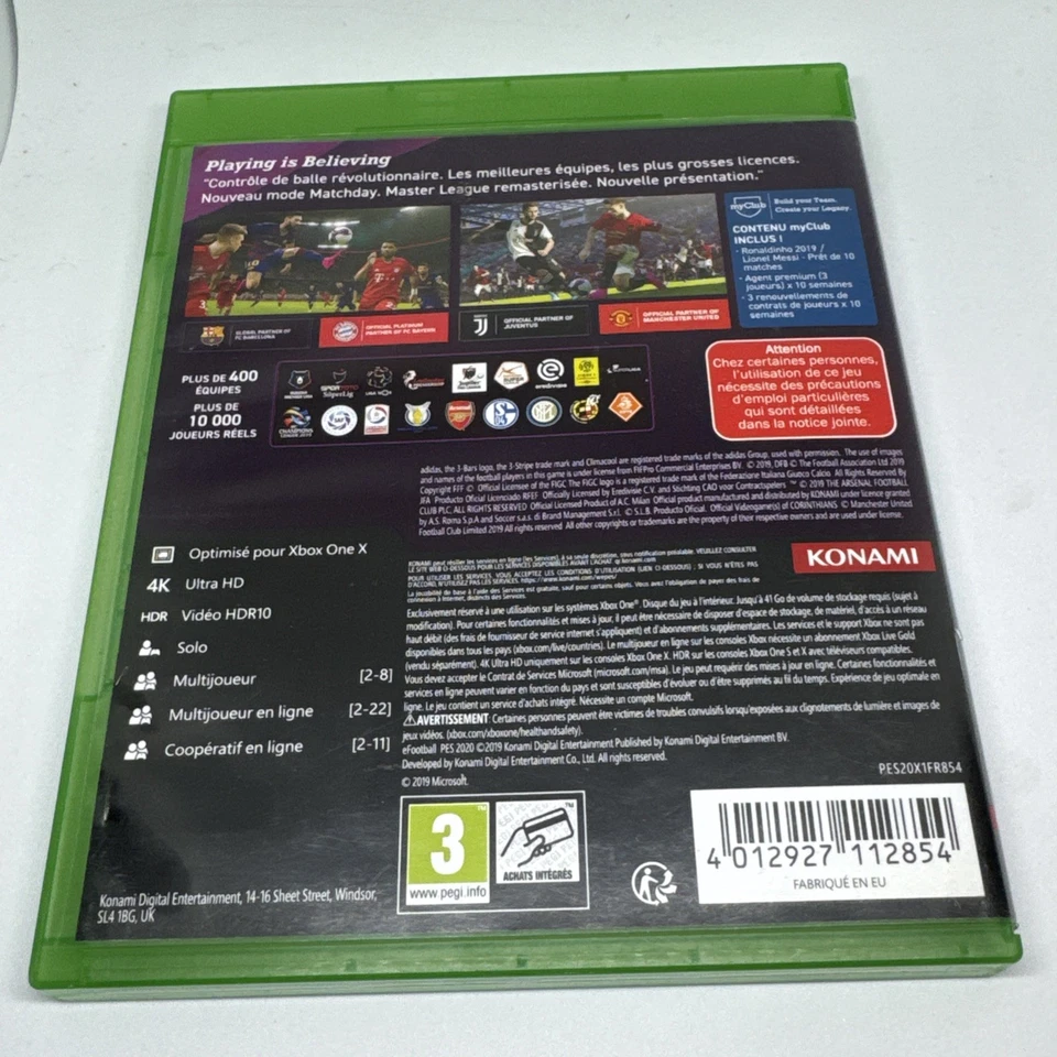 E Football Pro Évolution Soccer 2020 PES 2020 Microsoft Xbox One SERIES X FR CIB, photo 3 sur 5
