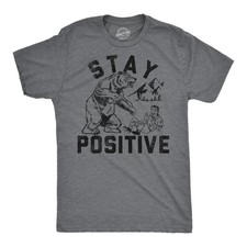 Mens Funny T Shirts Stay Positive Bear Attack Sarcastic Graphic Tee for Men