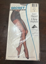 Secret Deluxe Super Sheer Pantyhose Size C Slate Gray Control Top Reinforced Toe