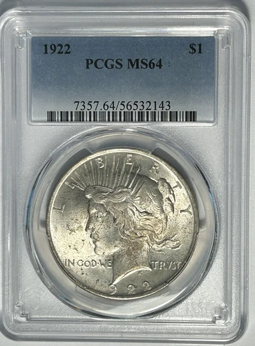 1922 PEACE DOLLAR PCGS MS 64