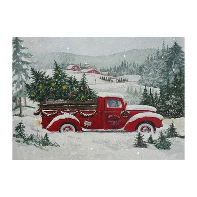 Fondale Fotografico 210 X 150 cm Natale Camion Rosso Banner per Feste Fonda6839 - Bild 1 von 4