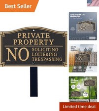 Private Property Sign for Yard, No Soliciting Loitering Trespassing Garden Pl...