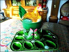 Eierbehälter Eierplatte für 10 Eier Salz und Pfeffer Streuer Keramik