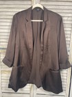 Express Brown Satin Open Front Blazer Jacket Rolled Sleeves — photo 1