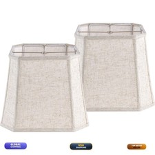 GO&SO Square Lamp Shades Set 2 Medium,Beige Linen Shade,10"×13"D×10.5"H