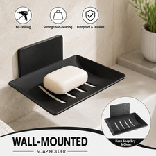 Wall Mounted Soap Holder Carbon Steel No Drill Drain Soap Dish Bathroom Rack