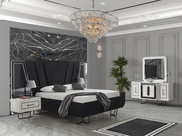 Schlafzimmer Bett 2X Nachttische + Kommode Set Komplettes Design MöBel 4Tlg.-image
