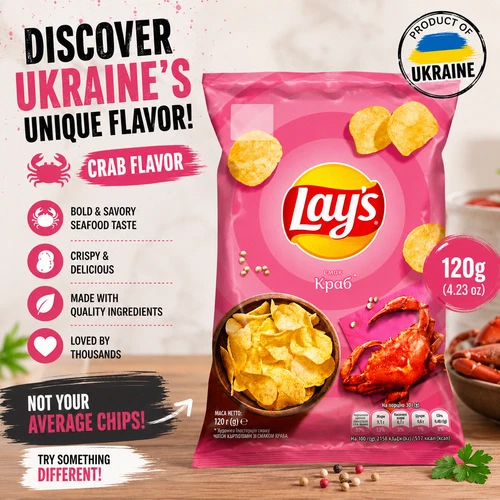 LAY'S Potato Chips with CRAB flavor 120 g. Minimum price and