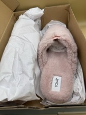 Toms Slippers Womens 10 Alpargata Mallow Mule Fluff Clogs Pink Faux Fur Comfort