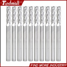 Findmall 10 PC 1/8" Diameter 4 Flute 1/2" LOC 1-1/2" OAL Carbide Square End Mill