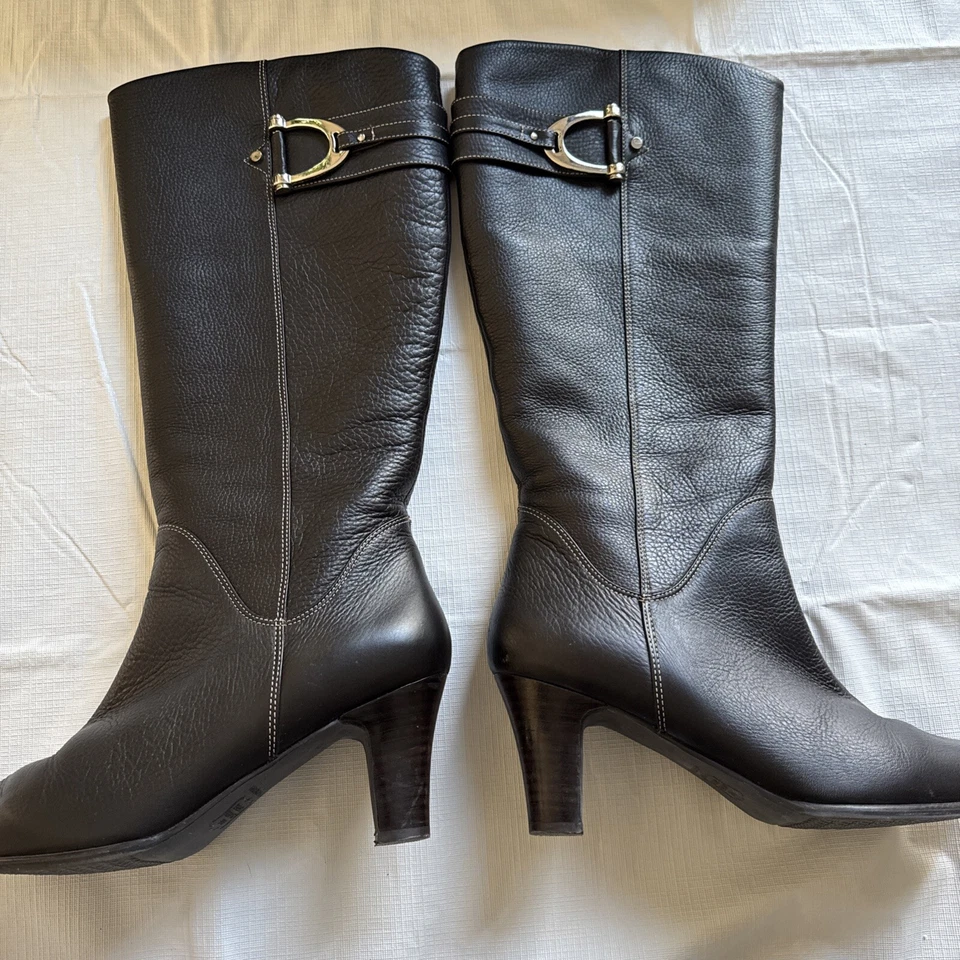 Ros Hommerson Botas Sassy Negro Softie 9WW Ancho Pantorrilla Negro Guijarro Tacón Pila Foto 3 de 4