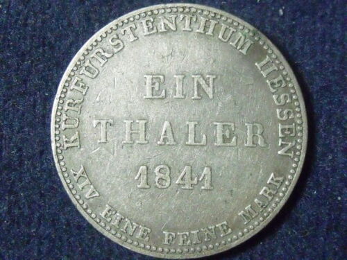 1841 BUNDESLÄNDER HESSEN-KASSEL EIN TALER XF DETAILS 25.345 POSTMÜNZE SELTENE MÜNZE - Bild 2 von 2