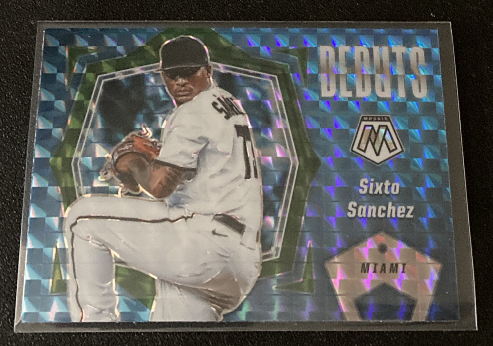 2021 Panini Mosaic Debuts Reactive Blue Prizm # PD6 Sixto Sanchez Miami Marlins