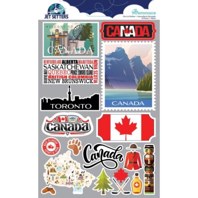 Stickers 3D Canada Map Stamp Flag Toronto Saskatchewan Syrup Hockey Maple Leaf