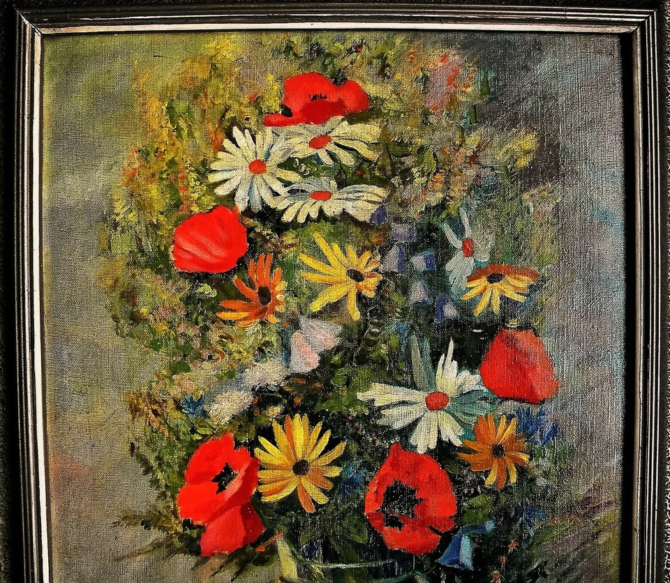Rober Kohl AUSTRIA 1891-1944 EXCELENTE BODEGON DE FLORES OLEO/CARTON 77X65 CMS - Imagen 4 de 4