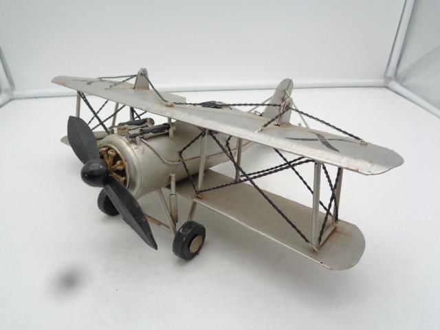 Vintage Handmade Metal Barnstormer WWI Military Biplane Airplane 13
