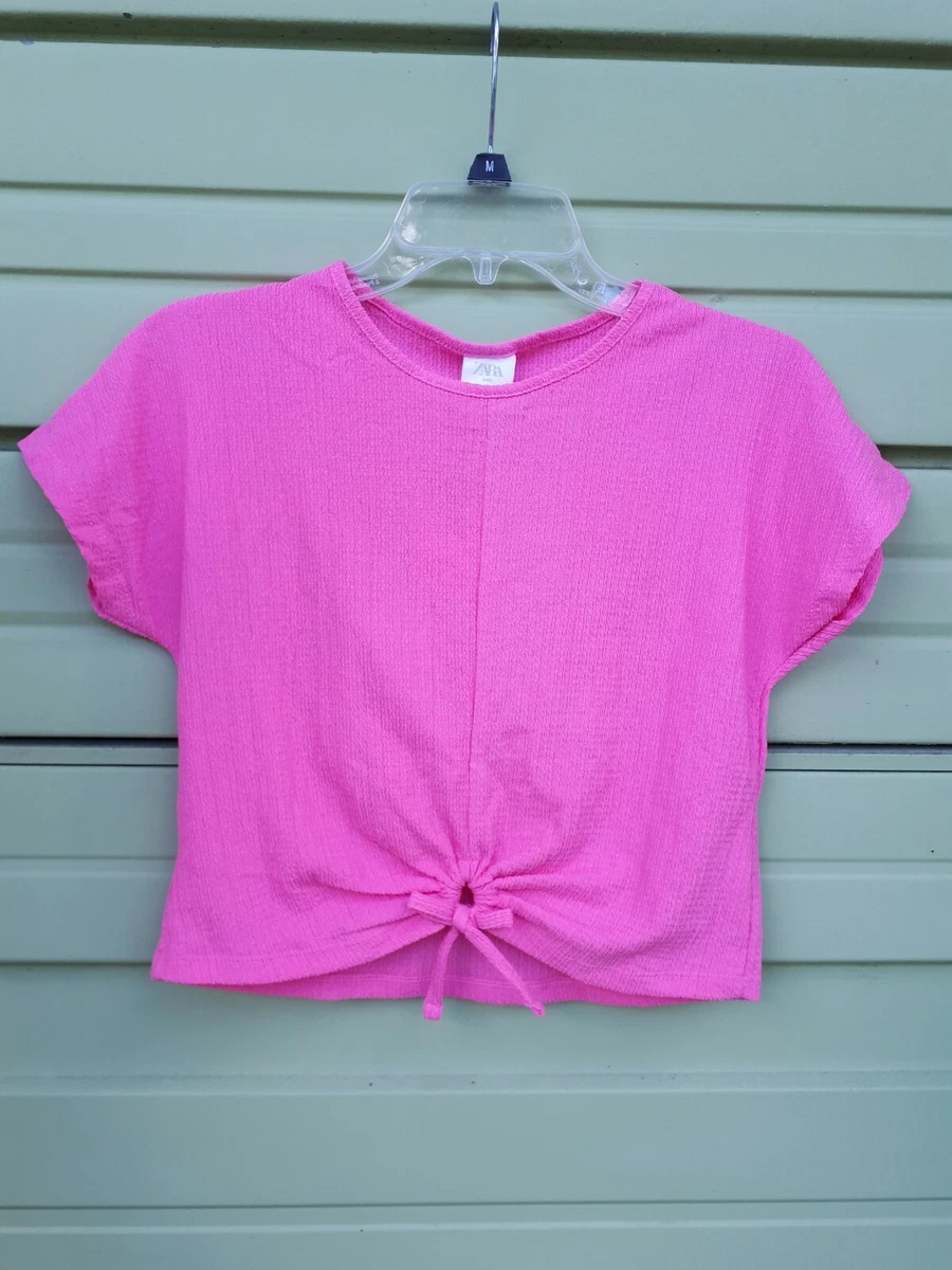 New ZARA girls TEXTURE T-SHIRT WITH KNOT 12 summer years pink 4474 new | eBay