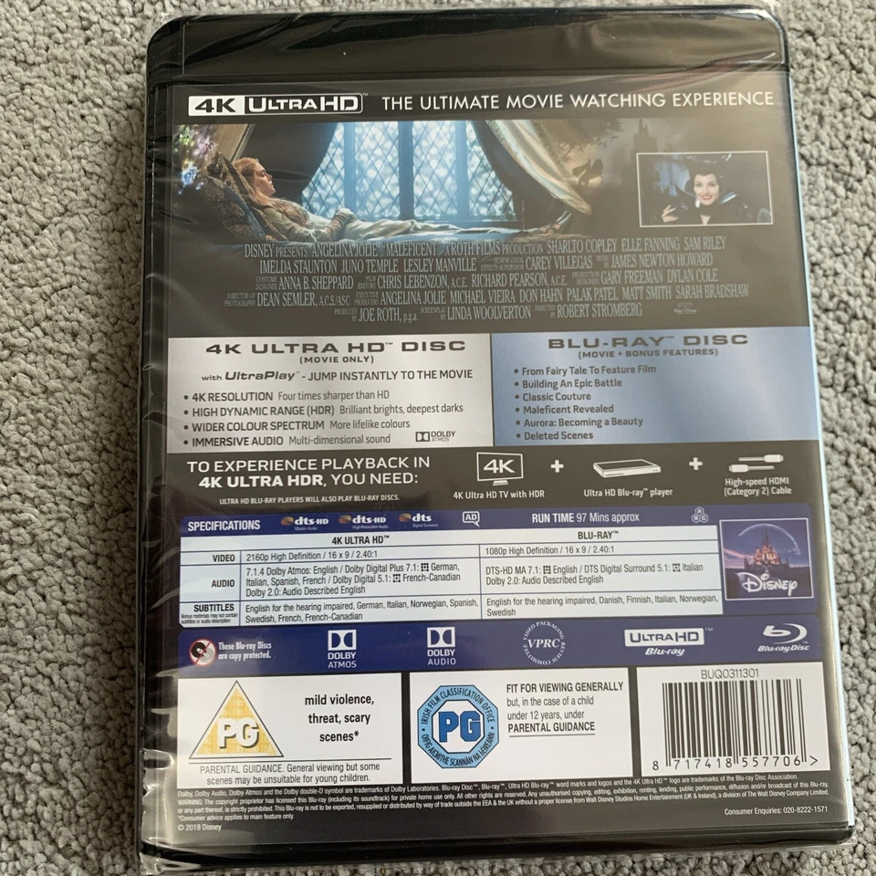 Maleficent [PG] 4K Ultra HD Blu-ray New Sealed - Image 2 of 2