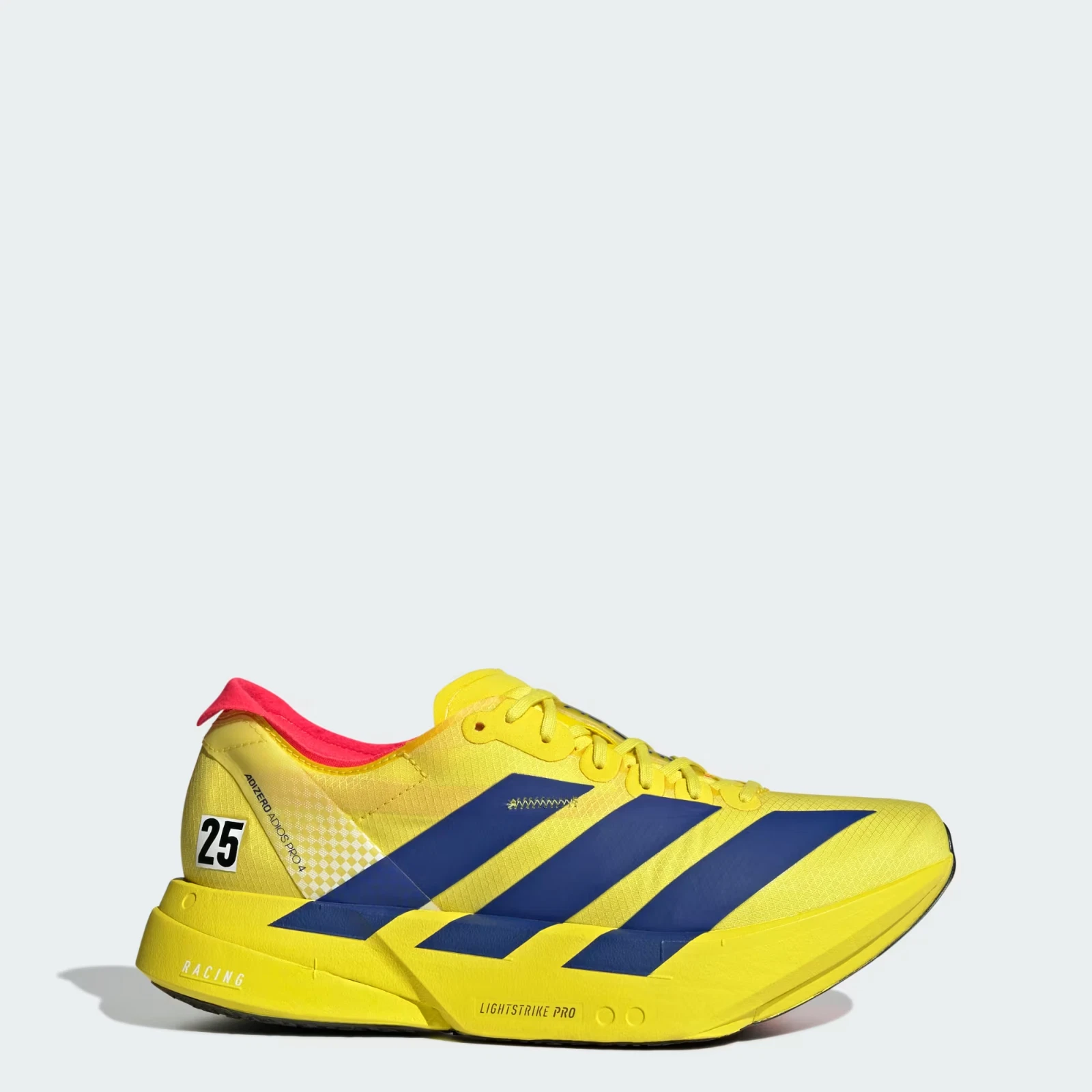 Adizero Adios Pro 4 Running Shoes in Pure Sulfur / Lucid Blue / lucid Red