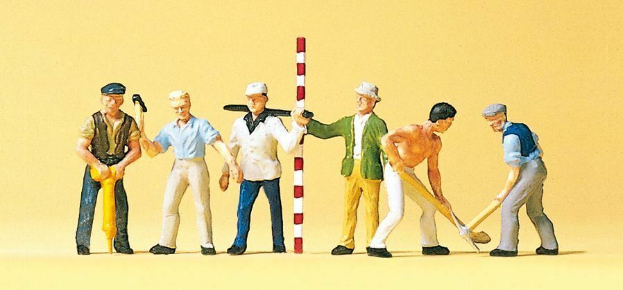 Road Workers (6) with Equipment Exclusive HO/OO Figure Set Preiser