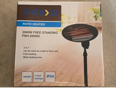 2KW PATIO HEATER ADEXA GARDEN FREE STANDING ELECTRIC WARMER OUTDOOR NEW IN  BOX UK