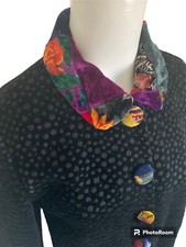 Vintage 90’s Lilly Hill Art To Wear Textured Velvet Jacket With Patchwork Trim S