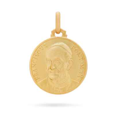 Pope Francis Medal 18K Yellow Gold Papa Francisco Pendant Religious Blessed
