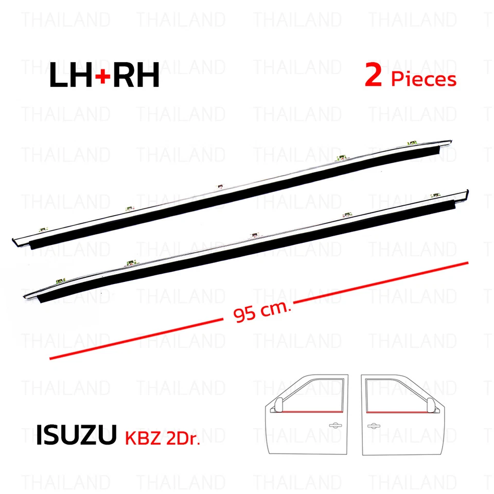 Fits Isuzu KBZ KB LUV 1980 - 88 Pair Outer Front Door Weatherstrip Window Belt - Image 4 of 4