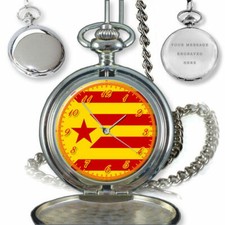 CATALONIA CATALUNYA RED ESTELADA INDEPENDENCE FLAG POCKET WATCH GIFT ENGRAVING