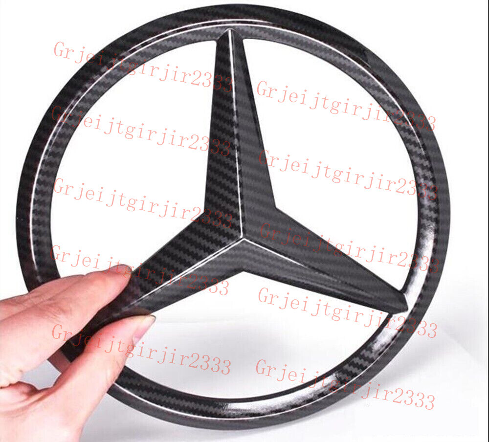1x 18.5cm Black Carbon Fiber Grille Emblem Star Badge for  A C E CLA GLK GL ML