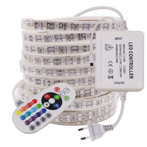 SMD 5050 RGB LED Strip Streifen IP67 120LEDs+Fernbedienung+EU Netzteil 230V 220V - Bild 3 von 14
