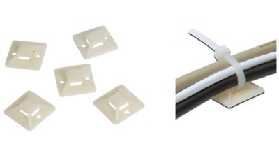 25 Basi Adesive Porta Fascette 30x30mm Per Cavi E Strisce LED - Fissaggio A Parete