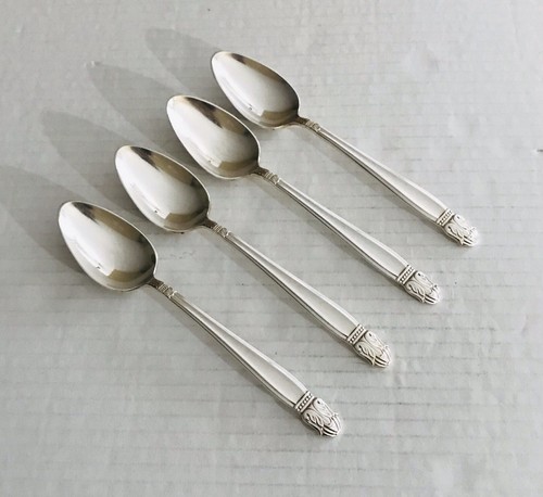 6 cuillères à café de princesse DANOISE Art Déco, 1938 Argenterie Holmes & Edwards, couverts vintage en métal argenté - France